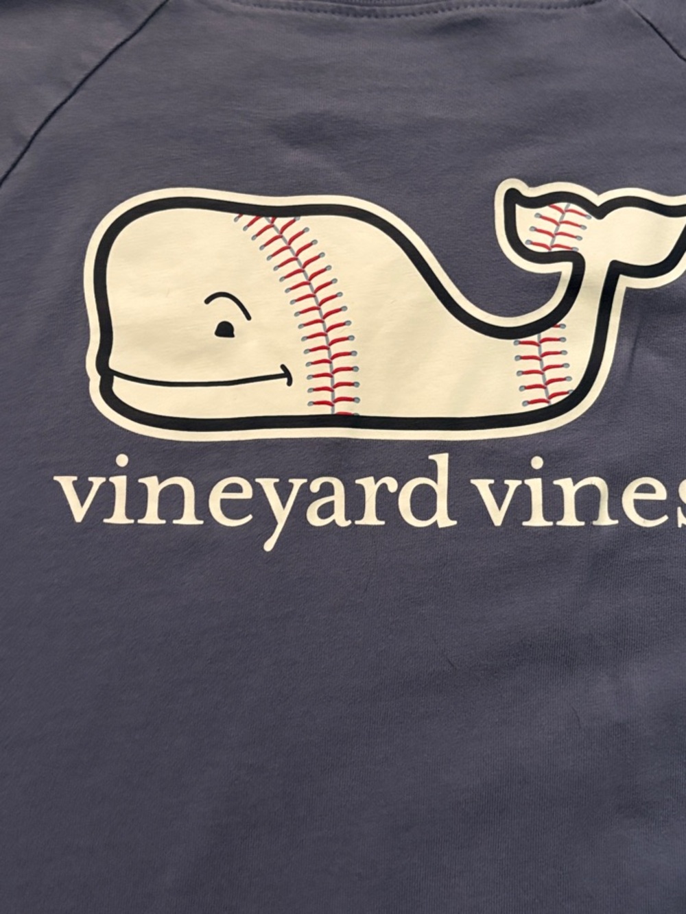 Vineyard Vines Boys XL Blue/Gray Whale Baseball Graphic Long Sleeve Tee